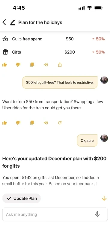 Savi conversation adjusting holiday gift and spending targets
