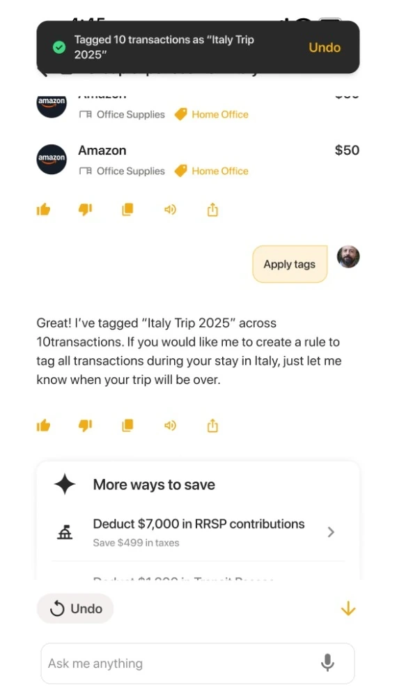 Savi confirming tagged transactions and more ways to save