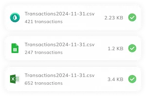 Imported CSV transactions shown as cards in the Savi app