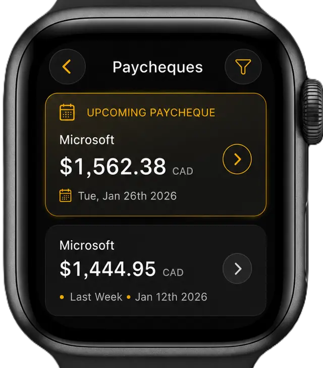 Pay cheques screen