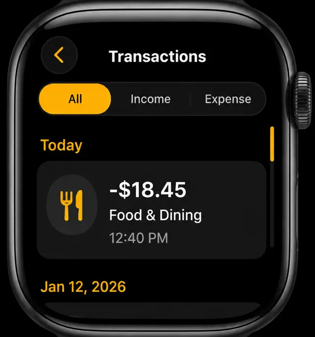 Transactions list