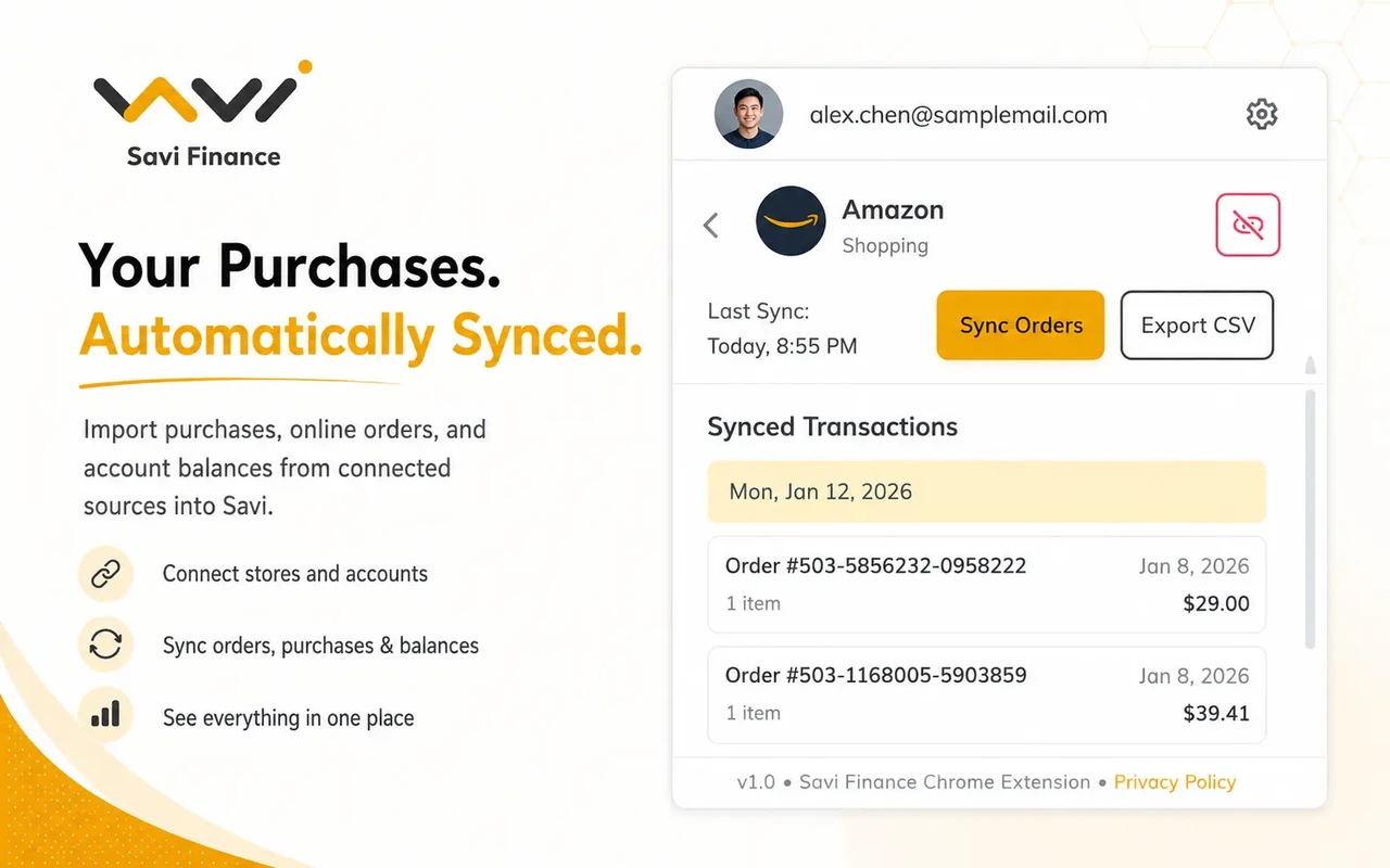 Your Purchases, Automatically Synced